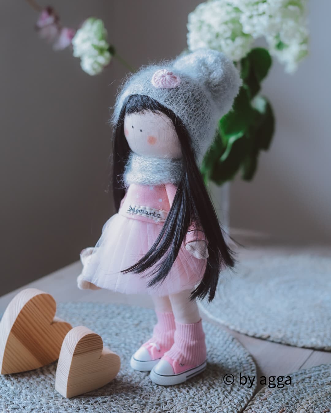Dagmara z misiem - Ręcznie szyta lalka byAgga